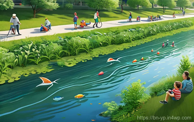 하천 생태계 복원에 대한 국제 사례 연구 - **Prompt 1: Urban River Rebirth and Community Celebration**
    "An aerial wide shot of a vibrant, c...