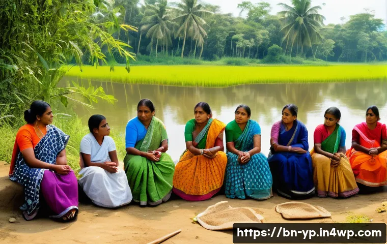 하천 생태계 복원 참여자를 위한 멘토링 기회 - A vibrant community workshop scene set in a rural Bengali village near a riverbank, featuring divers...