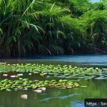 Home 19 하천 생태계 복원 프로젝트의 성공적인 실행 사례 - A vibrant freshwater ecosystem scene in rural Bangladesh featuring a clean river with diverse aquati...